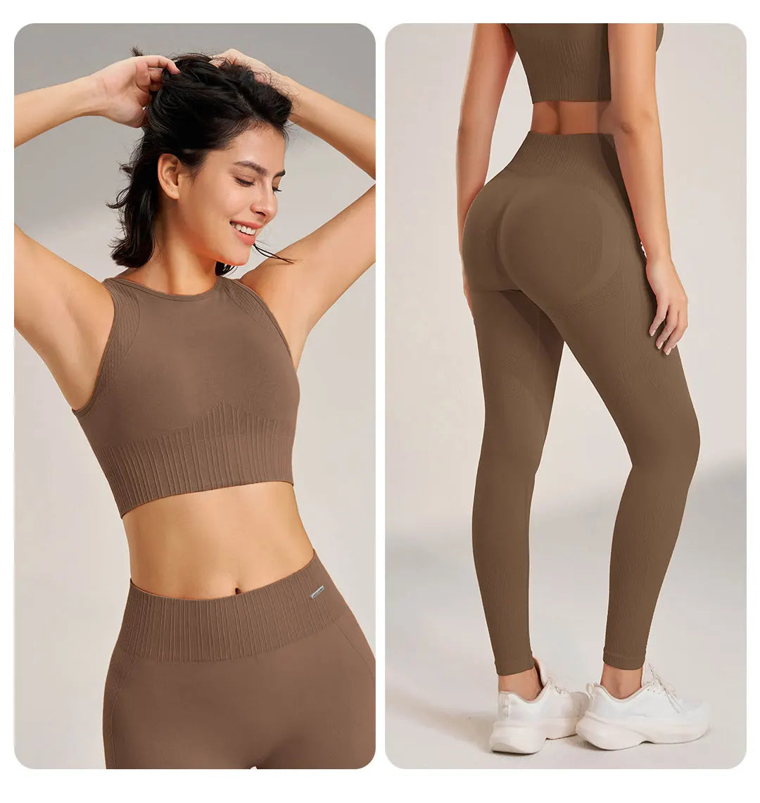 Yoga Clothing Set Women's High Waisted Leggings and Top Two Piece Seamless Fitness Exercise Clothing Fitness Underwear plus size
