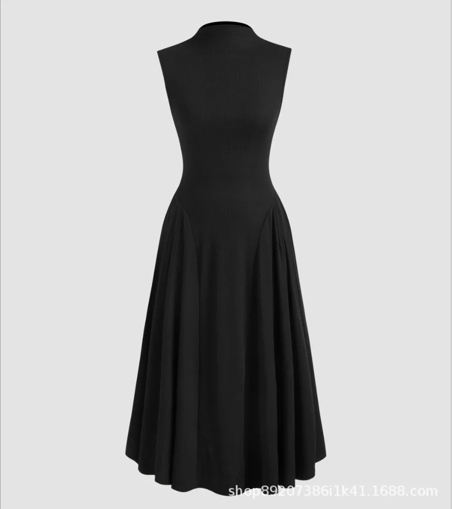 Elegant Spring Patchwork Midi Dress