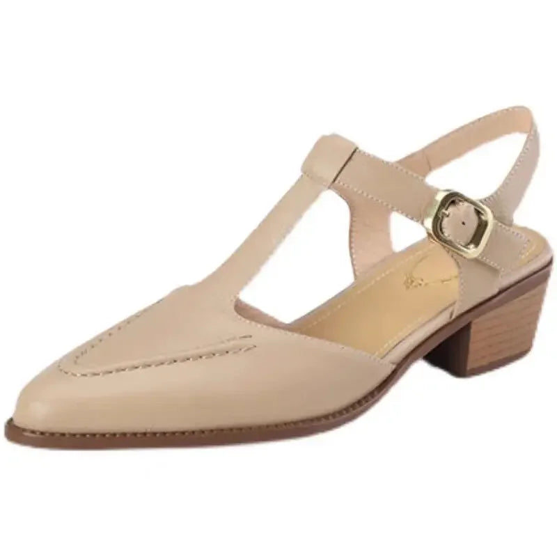 Alluring Pointed-Toe Leather Sandals