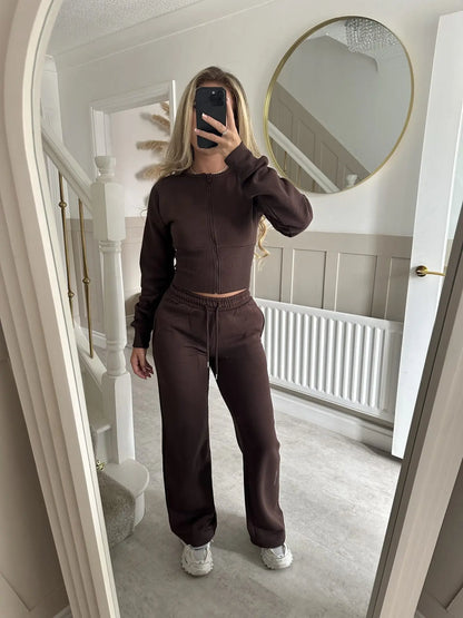 Zipper Top Wide Pants