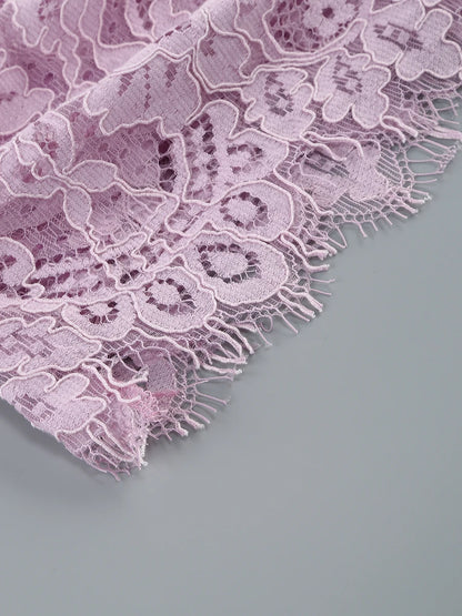 White Birthday Dress for Women – Elegant Lace Pleated Gown