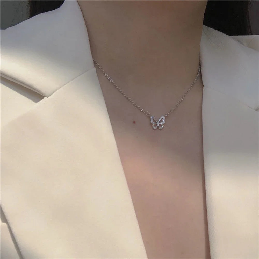 2023 Simple Double Layer Star Moon Charm  Multilayered Necklace Delicate Clavicle Chain Zircon For Women Fashion Jewelry A0459