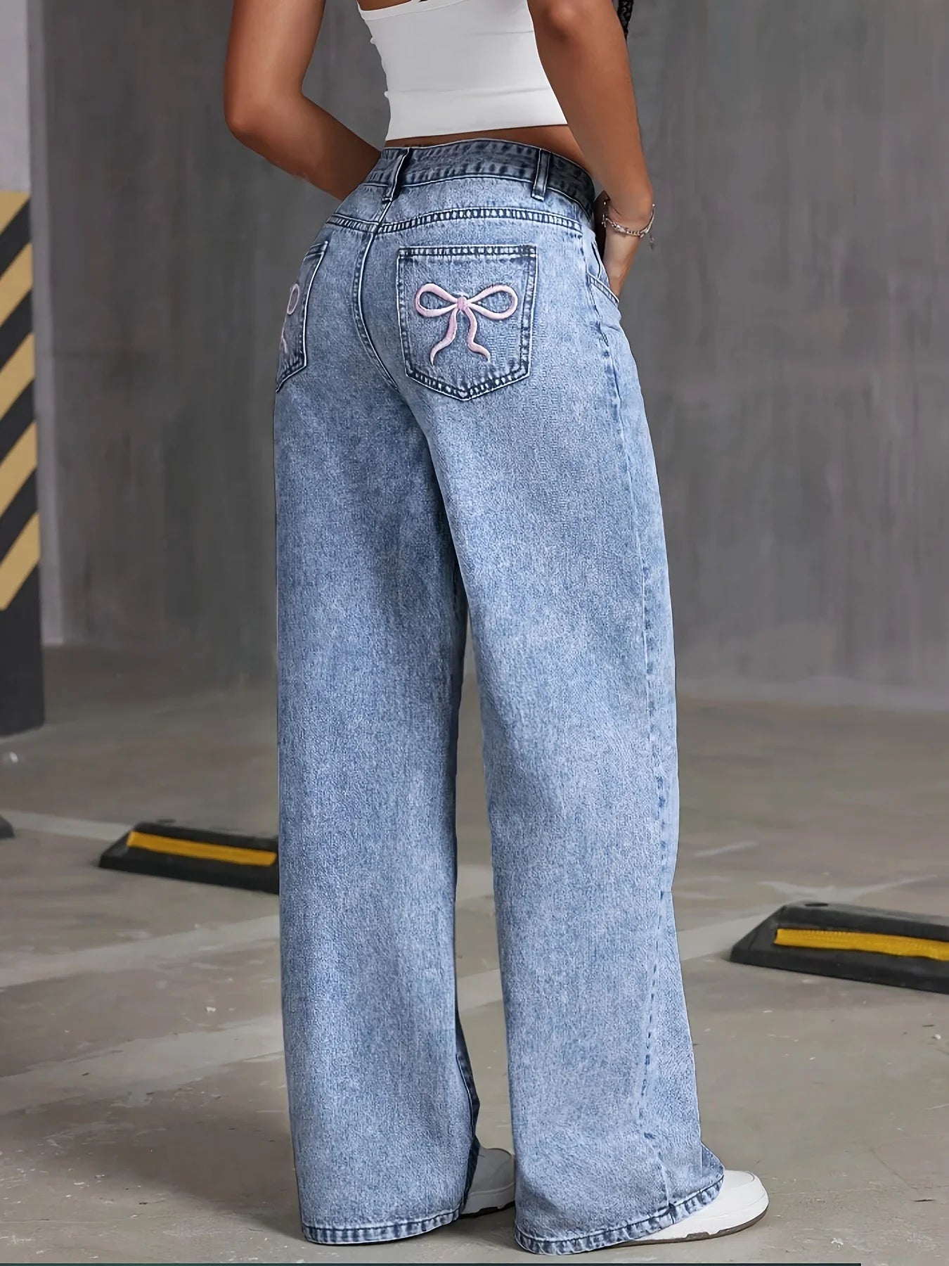 Versatile Washed Denim Trousers for Women – Trendy Wide Leg