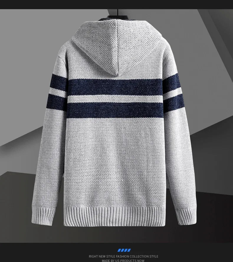 Men's Knitted Cardigan Hooded Jacket