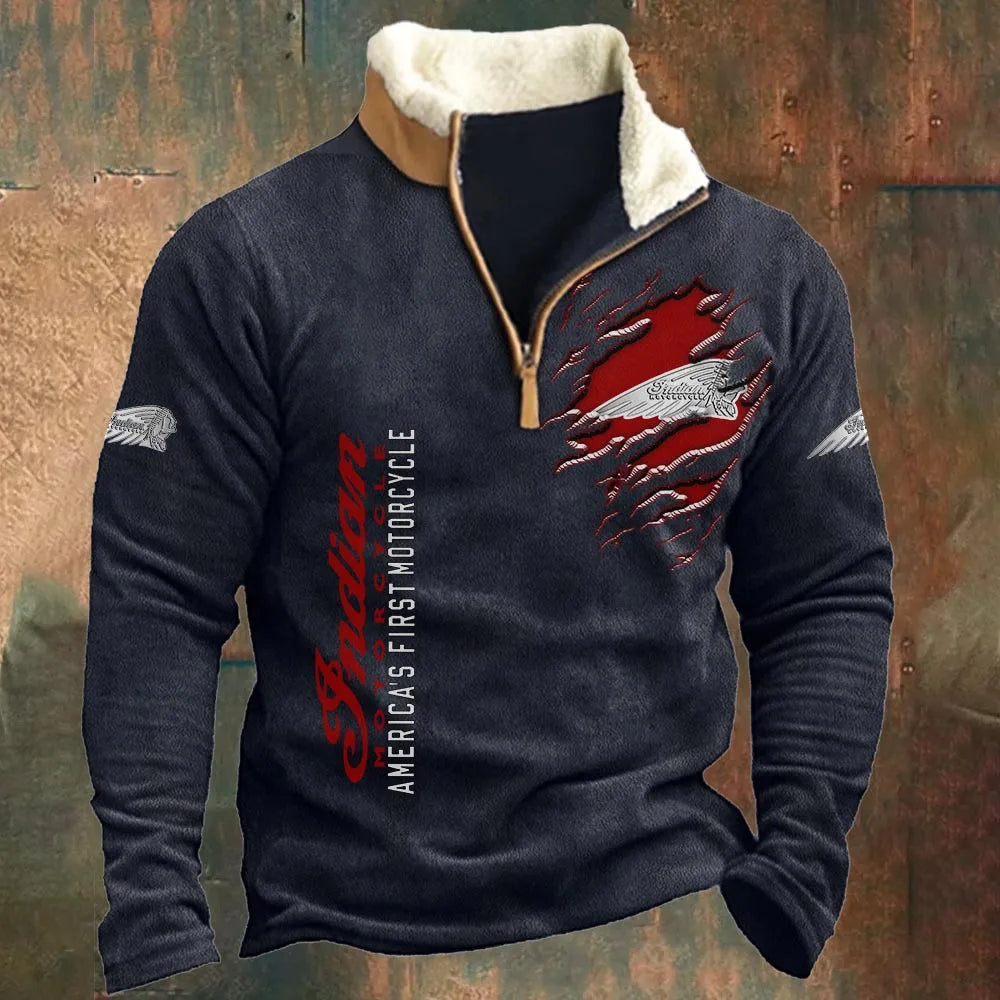 Cassian - Zip-Up Sweater with a High Fur-Trimmed Collar