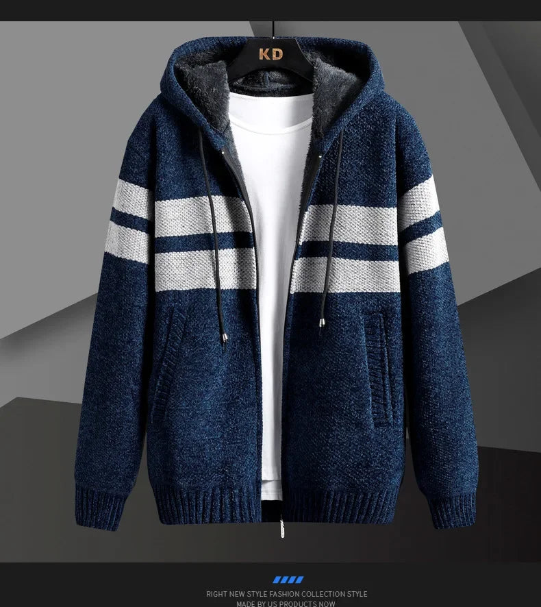 Men's Knitted Cardigan Hooded Jacket