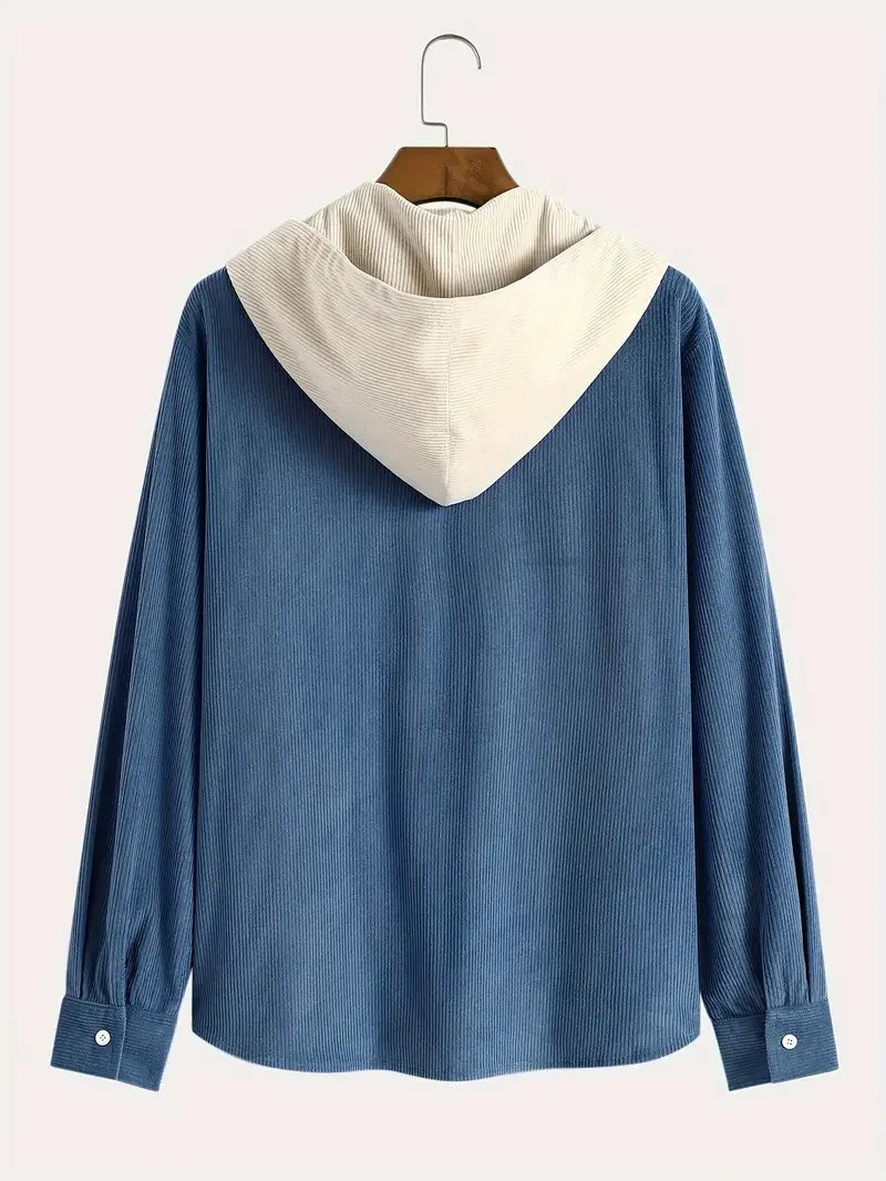 Waffle Corduroy Hooded Shirt