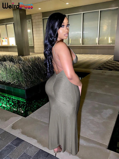 Premium Mermaid Silhouette Backless Maxi Dress