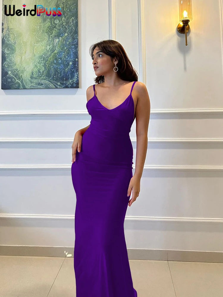 Premium Mermaid Silhouette Backless Maxi Dress