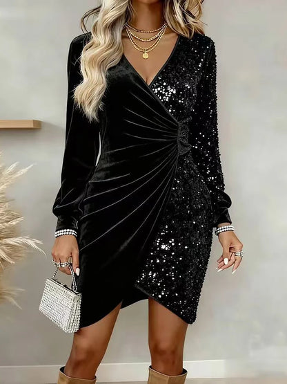 Emilia | Christmas Midi Dress with V-Neck
