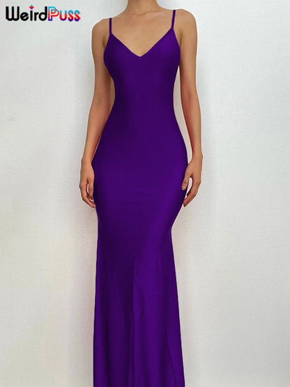 Premium Mermaid Silhouette Backless Maxi Dress