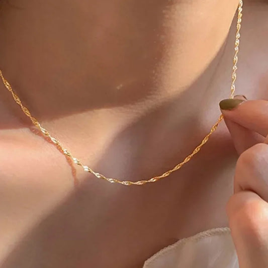 Simple Style Gold Chain Necklace – Women’s Stainless Steel Jewelry