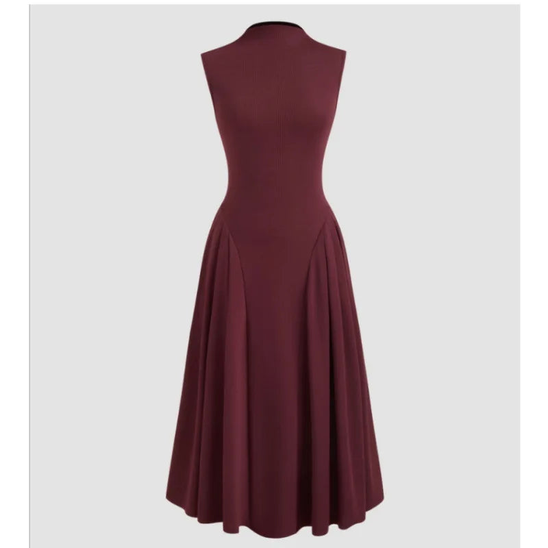 Elegant Spring Patchwork Midi Dress