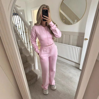 Zipper Top Wide Pants