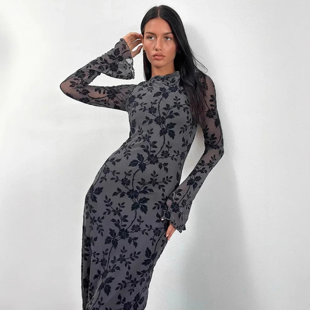 Elegant Velvet Wrap Bodycon Evening Gown