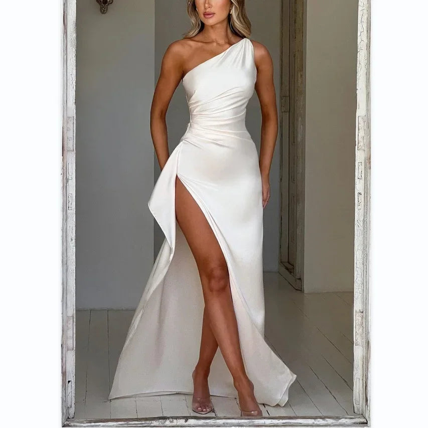 Refined High-Split Satin Formal Dress