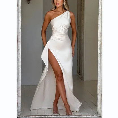 Refined High-Split Satin Formal Dress