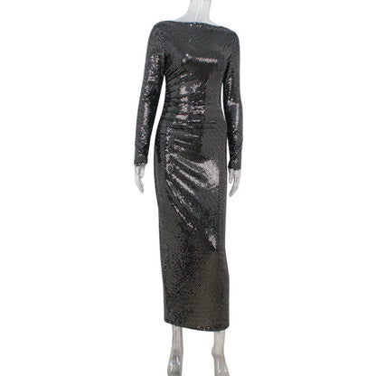 Modern Elegance Women’s Slim Fit Sequin Long Dress