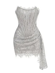 White Birthday Dress for Women – Elegant Lace Pleated Gown