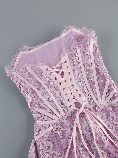 White Birthday Dress for Women – Elegant Lace Pleated Gown