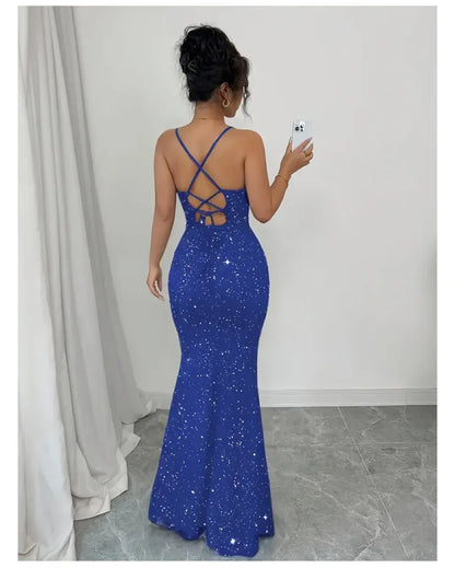 Sophisticated Sequin Milky Silk Evening Dress