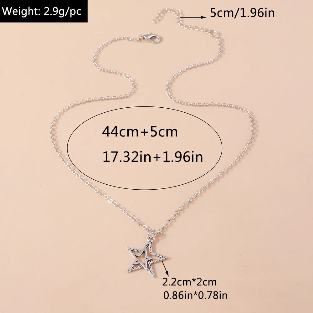 Aihua Exquisite Y2K Silver Color Crystal Sun Moon Star Necklaces for Women Korean Temperament Clavicle Chain Jewelry Gifts