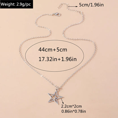 Aihua Exquisite Y2K Silver Color Crystal Sun Moon Star Necklaces for Women Korean Temperament Clavicle Chain Jewelry Gifts