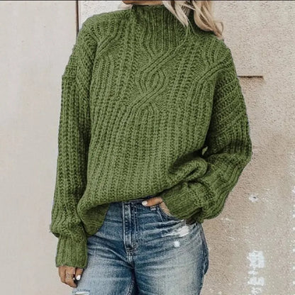 Women's High Collar Twist Knit Sweater