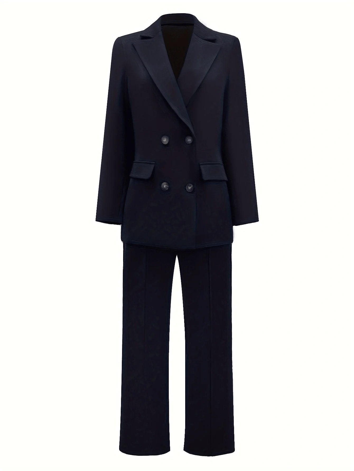Women’s Elegant Blazer & Straight-Leg Pants Suit – Office & Business Casual Set
