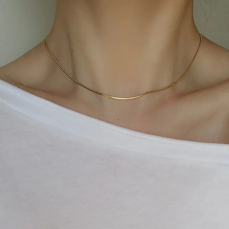 Simple Style Gold Chain Necklace – Women’s Stainless Steel Jewelry