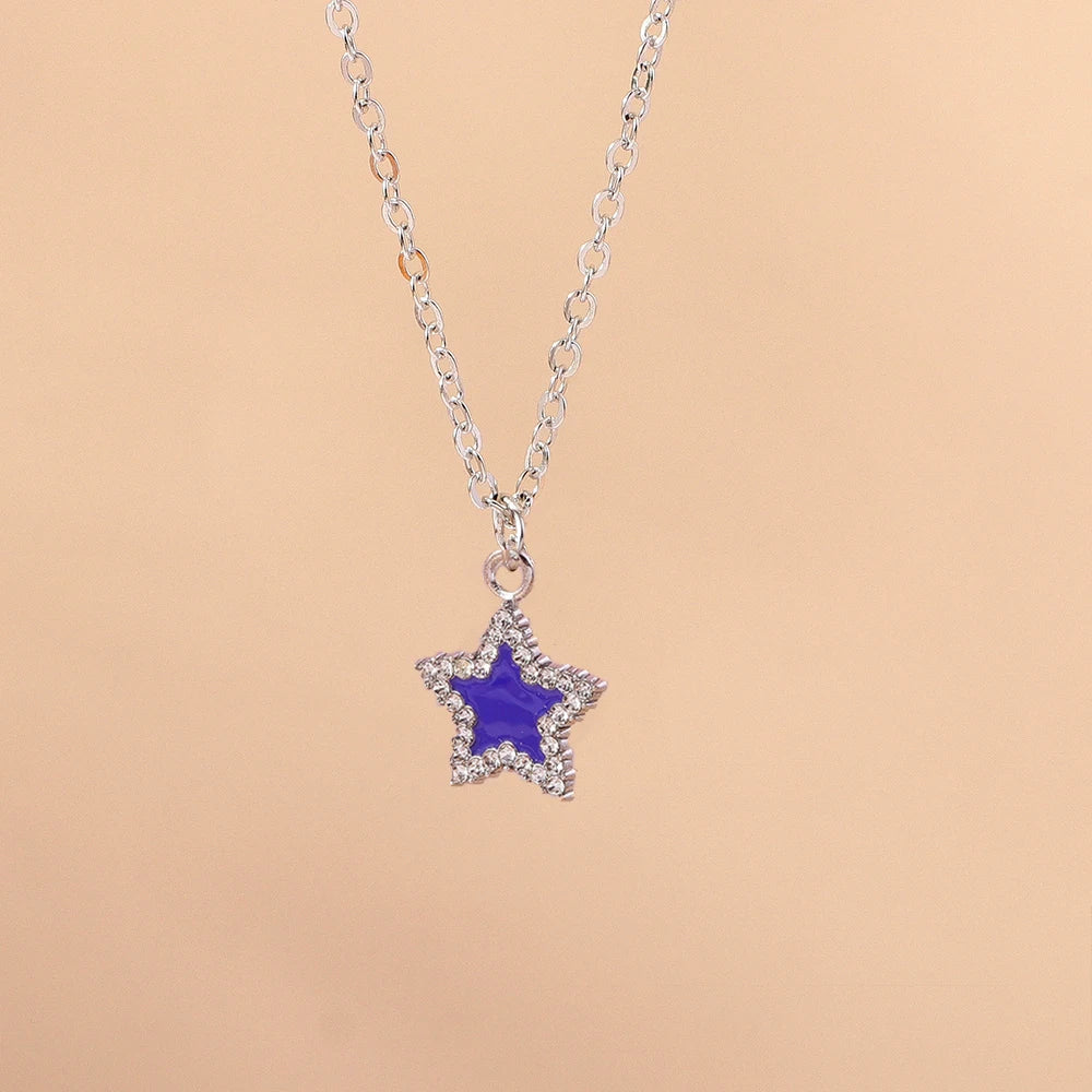 Aihua Exquisite Y2K Silver Color Crystal Sun Moon Star Necklaces for Women Korean Temperament Clavicle Chain Jewelry Gifts