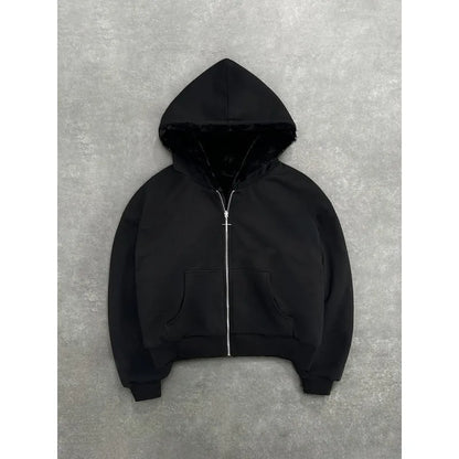 2025 European and American new autumn and winter collection hooded sweatshirt with reversible retro leopard print zipper hoodie