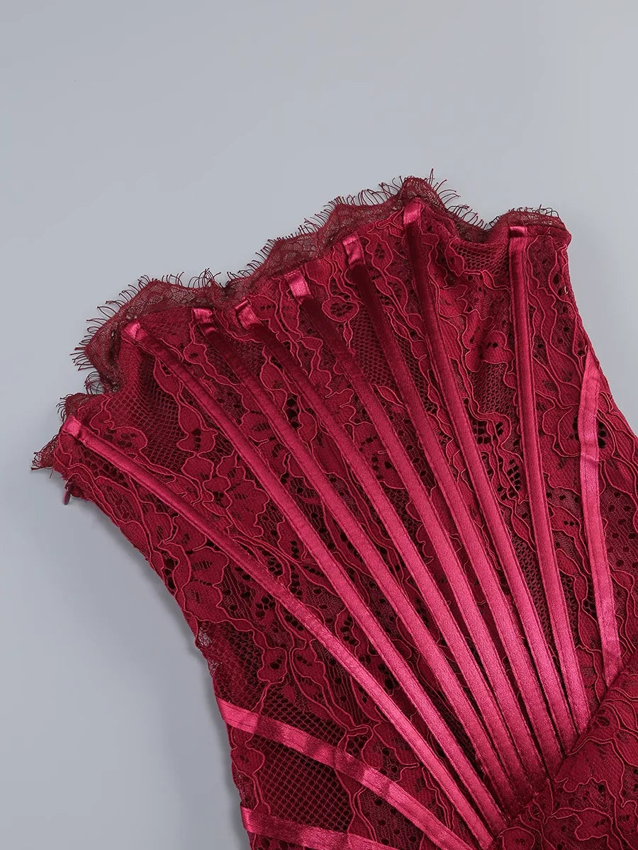 Designer‑Style Strapless Lace Club Dress