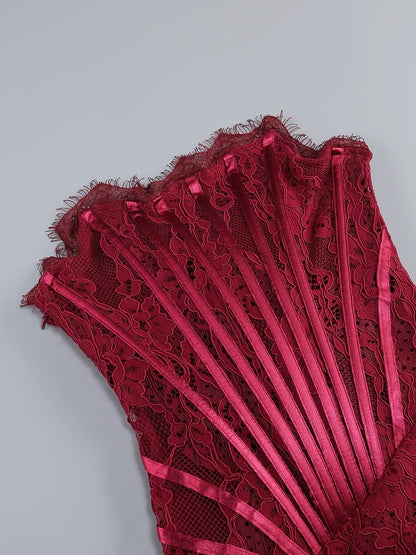 Designer‑Style Strapless Lace Club Dress