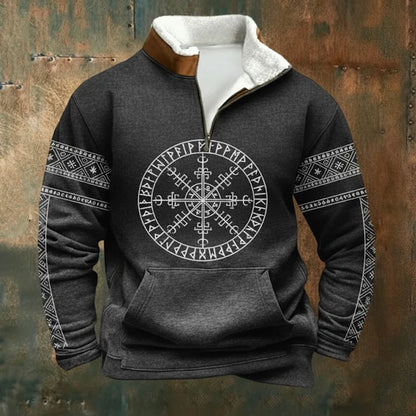 Cassian - Zip-Up Sweater with a High Fur-Trimmed Collar