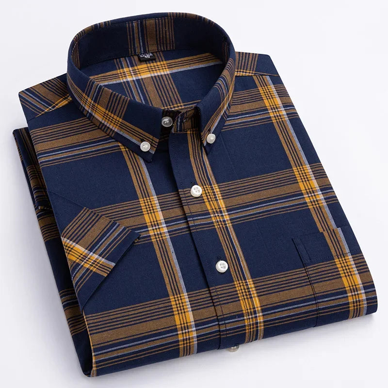 Relaxed Fit Summer Plaid Shirt for Men