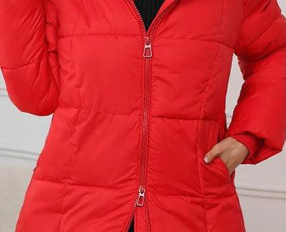 Chic Hooded Plaid Puffer Coat for Women – Warm Winter Layer