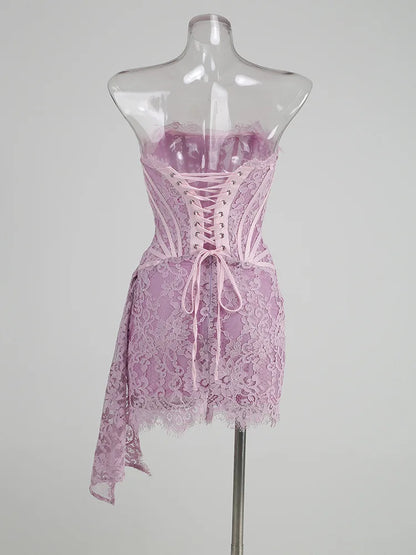 Designer‑Style Strapless Lace Club Dress