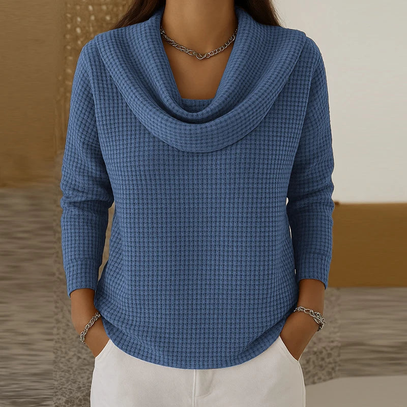 Women’s Waffle Pile-Collar Pullover Sweatshirt