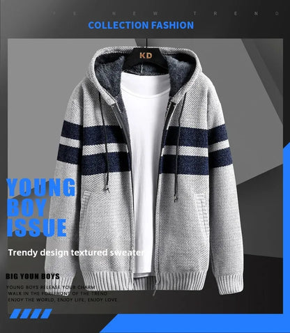 Men's Knitted Cardigan Hooded Jacket