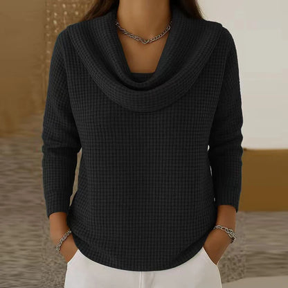 Women’s Waffle Pile-Collar Pullover Sweatshirt