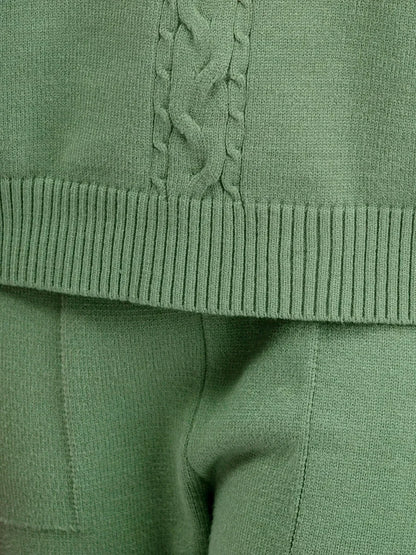 Fall Winter Sweater 2 Piece Sets Women Casual Half Turtleneck Knit Pullover Tops Conjuntos High Waist Harem Pants Suits