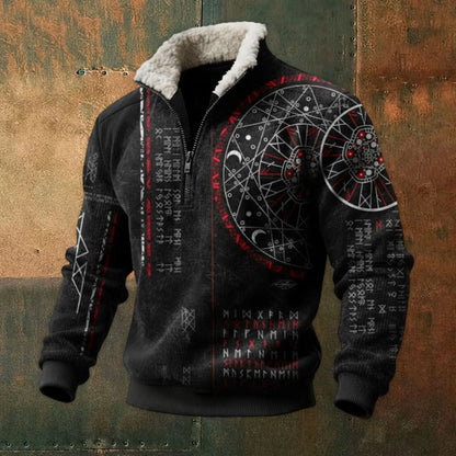 Cassian - Zip-Up Sweater with a High Fur-Trimmed Collar