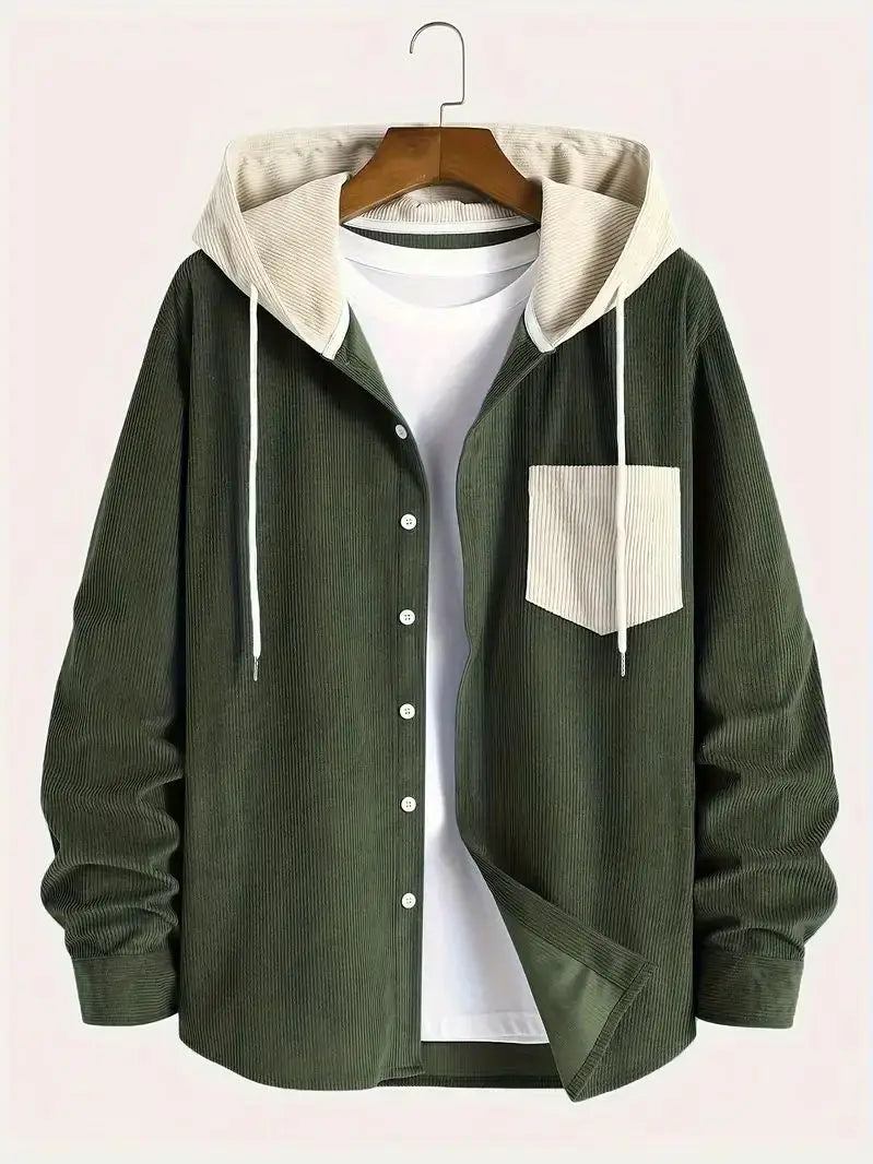 Waffle Corduroy Hooded Shirt