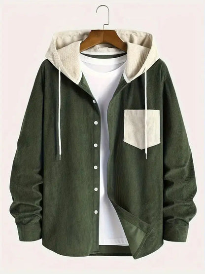 Waffle Corduroy Hooded Shirt