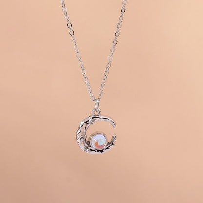 Aihua Exquisite Y2K Silver Color Crystal Sun Moon Star Necklaces for Women Korean Temperament Clavicle Chain Jewelry Gifts