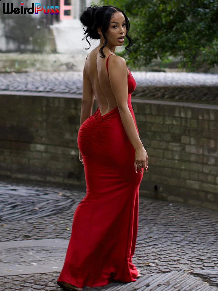 Premium Mermaid Silhouette Backless Maxi Dress