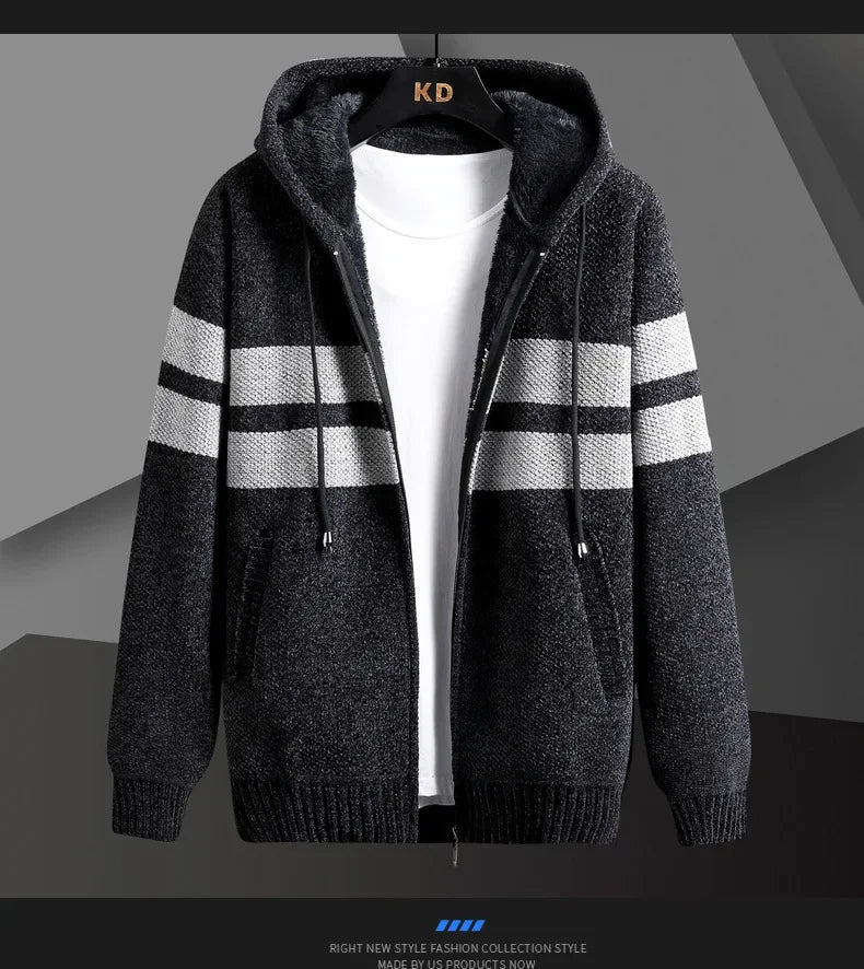 Men's Knitted Cardigan Hooded Jacket