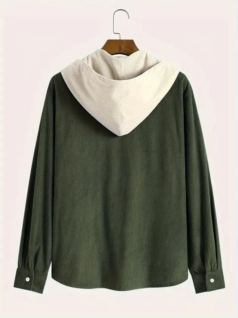 Waffle Corduroy Hooded Shirt