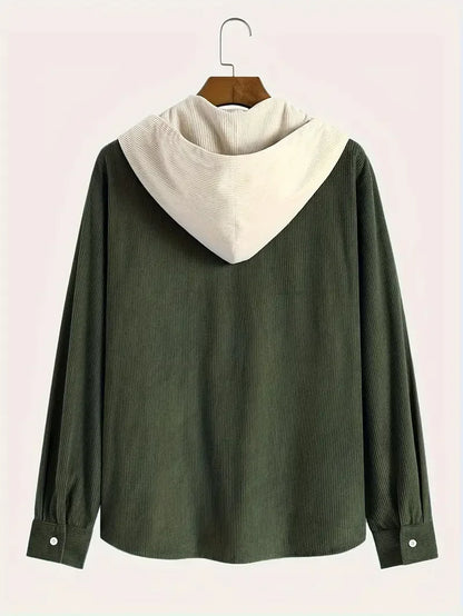 Waffle Corduroy Hooded Shirt
